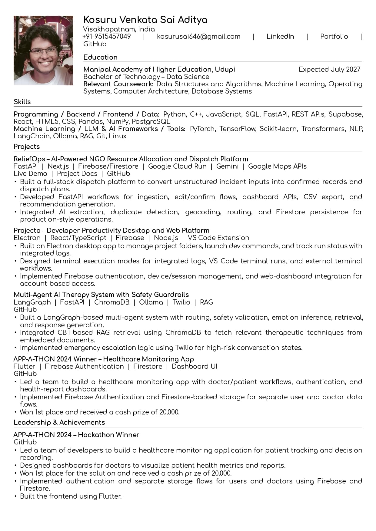 Aditya Kosuru Resume